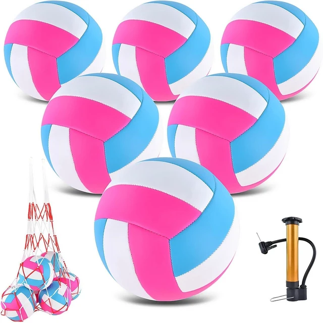 Main image of Official Size 5 Soft Volleyballs 6 Pack Bulk Recreational Balls with Pump & Net Bag for Indoor, Outdoor, Beach, Pool, Water & Sand Games