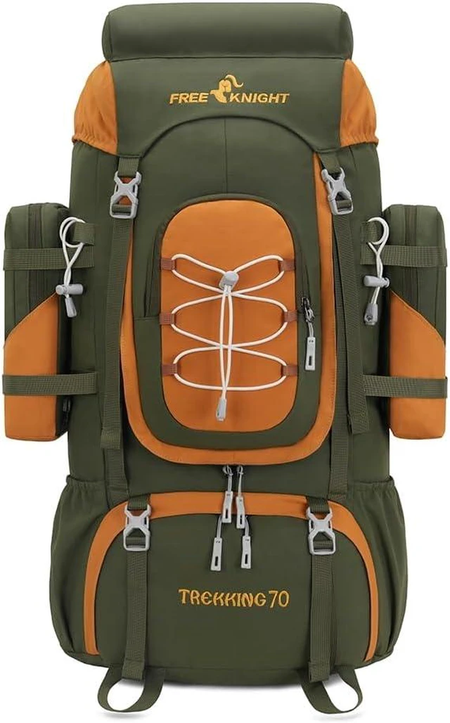 Main image of 70L (65+5) Waterproof Hiking Backpack with Rain Cover Outdoor Travel Daypack for Climbing & Touring (Army Green)