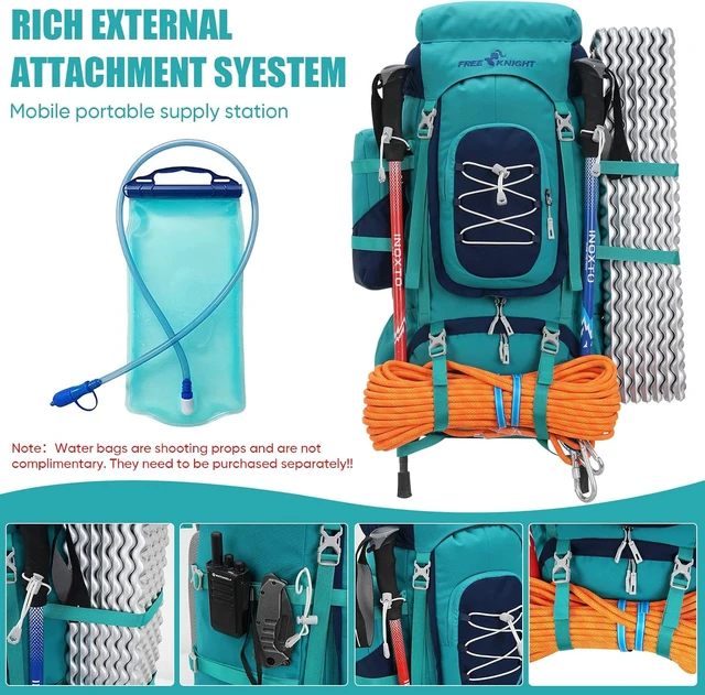 Alt view image 5 of 7 - 70L (65+5) Waterproof Hiking Backpack with Rain Cover Outdoor Travel Daypack for Climbing & Touring (Army Green)
