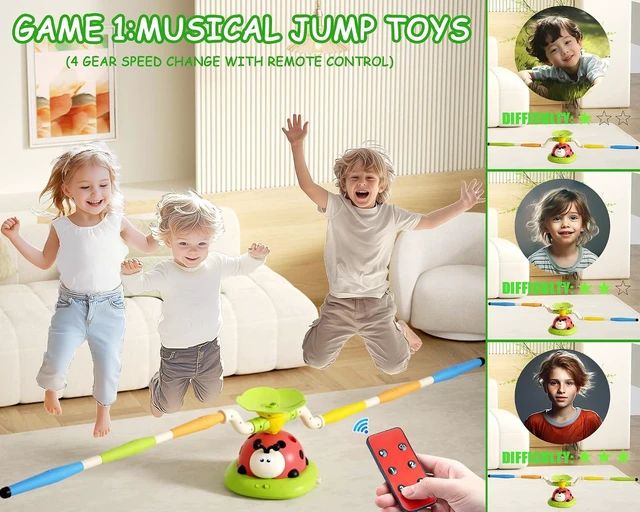 Alt view image 3 of 7 - 5-in-1 Musical Jump Toys Toss Ring Game, Stomping Rocket Launcher & Obstacle Avoidance Remote Control Games for Kids Ages 4-8 8-13, Indoor/Outdoor