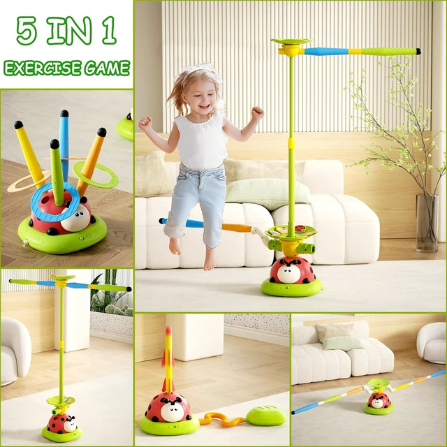 Alt view image 2 of 7 - 5-in-1 Musical Jump Toys Toss Ring Game, Stomping Rocket Launcher & Obstacle Avoidance Remote Control Games for Kids Ages 4-8 8-13, Indoor/Outdoor