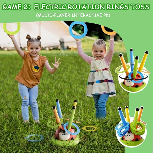 Alt view image 4 of 7 - 5-in-1 Musical Jump Toys Toss Ring Game, Stomping Rocket Launcher & Obstacle Avoidance Remote Control Games for Kids Ages 4-8 8-13, Indoor/Outdoor