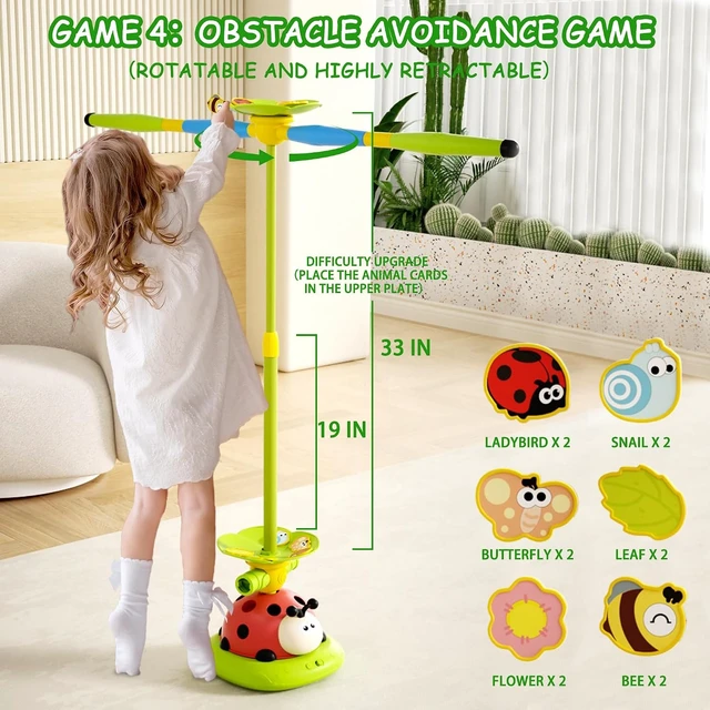 Alt view image 6 of 7 - 5-in-1 Musical Jump Toys Toss Ring Game, Stomping Rocket Launcher & Obstacle Avoidance Remote Control Games for Kids Ages 4-8 8-13, Indoor/Outdoor