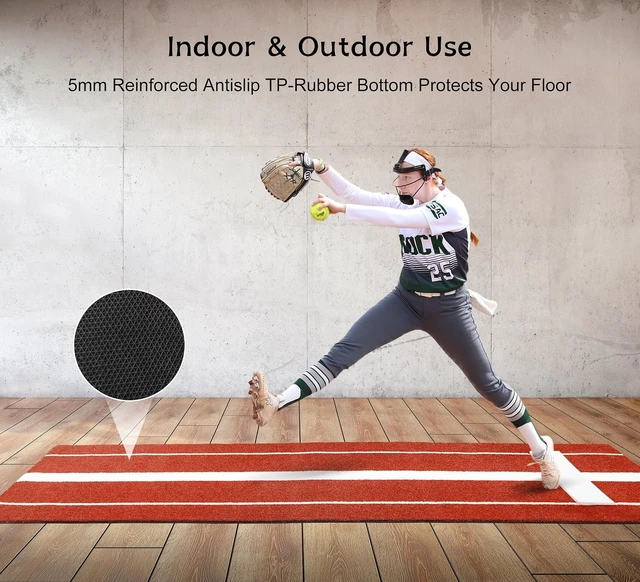 Alt view image 5 of 7 - 2024 Upgraded Softball Pitching Mat Denser Antifade Turf with Anti-Slip Rubber Bottom, 10' x 3' Pitching Mound for Indoor/Outdoor
