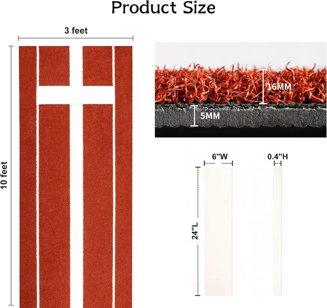 Alt view image 7 of 7 - 2024 Upgraded Softball Pitching Mat Denser Antifade Turf with Anti-Slip Rubber Bottom, 10' x 3' Pitching Mound for Indoor/Outdoor
