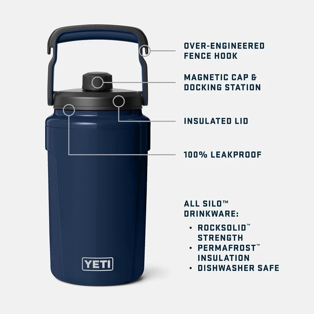 Alt view image 2 of 7 - Silo Half Gallon Insulated Water Jug with Chug Cap Leakproof Lightweight Sports Bottle with Fence Hook Handle, Keeps Drinks Ice-Cold for Gym, Sports & Tournaments, Black