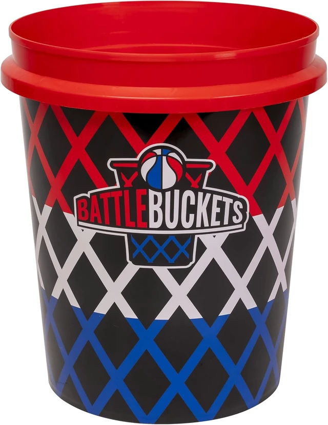 Alt view image 4 of 6 - Battle Buckets Giant Yard Pong & Basketball Game with 12 Buckets, 2 Balls, Carrying Bag & Air Pump for Lawn, Backyard, Beach & Parties