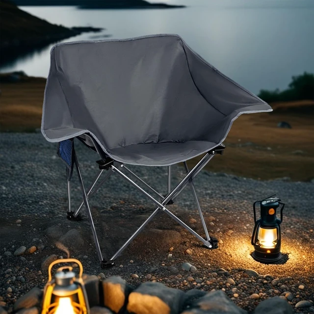 Alt view image 2 of 4 - Compact Collapsible Folding Camping Chairs 4 Pack Heavy Duty Outdoor Sports Chairs for Adults, 400 Lbs, Black Gray
