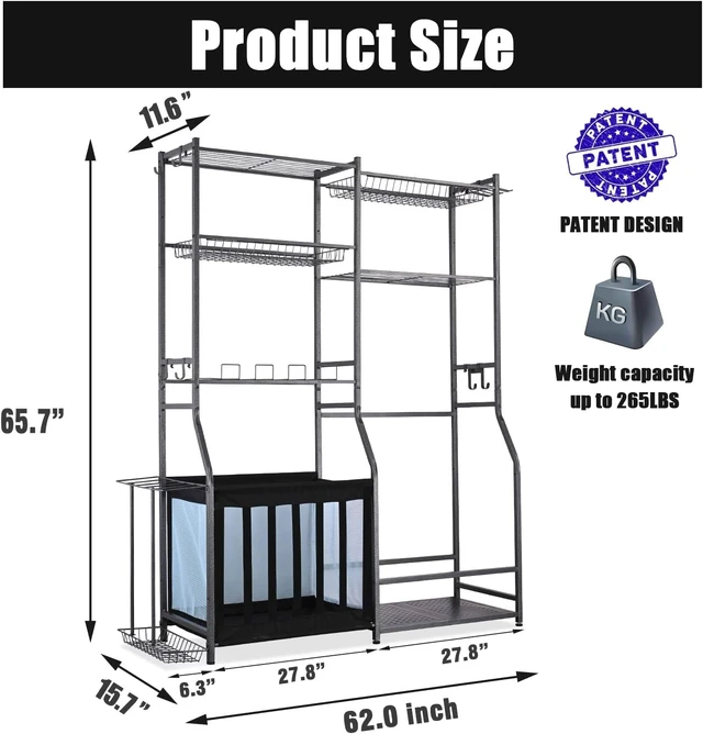 Alt view image 6 of 6 - Garage Sports Equipment Organizer with Golf Bag Storage