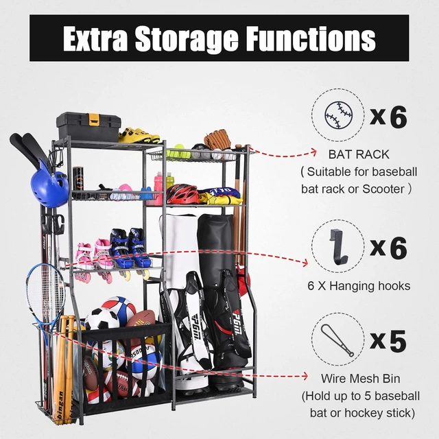 Alt view image 3 of 6 - Garage Sports Equipment Organizer with Golf Bag Storage