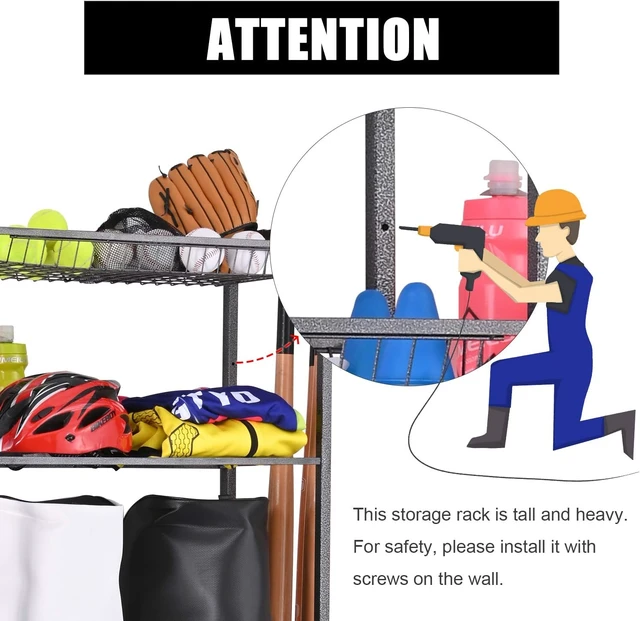 Alt view image 5 of 6 - Garage Sports Equipment Organizer with Golf Bag Storage
