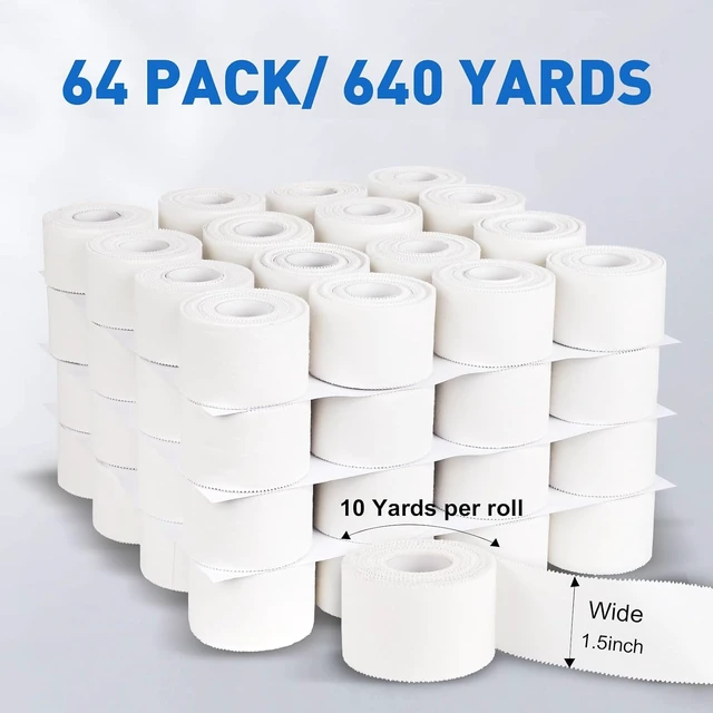 Alt view image 2 of 7 - White Athletic Sports Tape (64 Pack) 640 Yards, Very Strong Easy Tear, No Sticky Residue for Gymnastics, Climbing, Bat Injuries & Medical (1.5 Inch x 640 Yards)