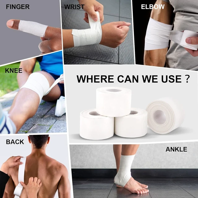 Alt view image 6 of 7 - White Athletic Sports Tape (64 Pack) 640 Yards, Very Strong Easy Tear, No Sticky Residue for Gymnastics, Climbing, Bat Injuries & Medical (1.5 Inch x 640 Yards)