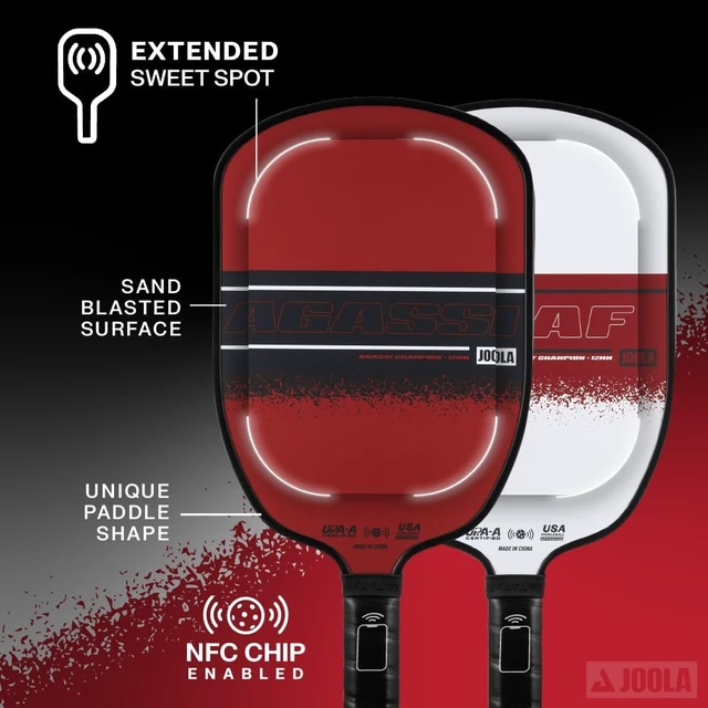 Alt view image 5 of 7 - Agassi/GRAF Champion Pickleball Set with Paddles, Balls & Sling Bag Sandblasted Agassi Shape Racket with Extended Sweet Spot, UPA-A Certified, USAP Approved, NFC Chip Enabled