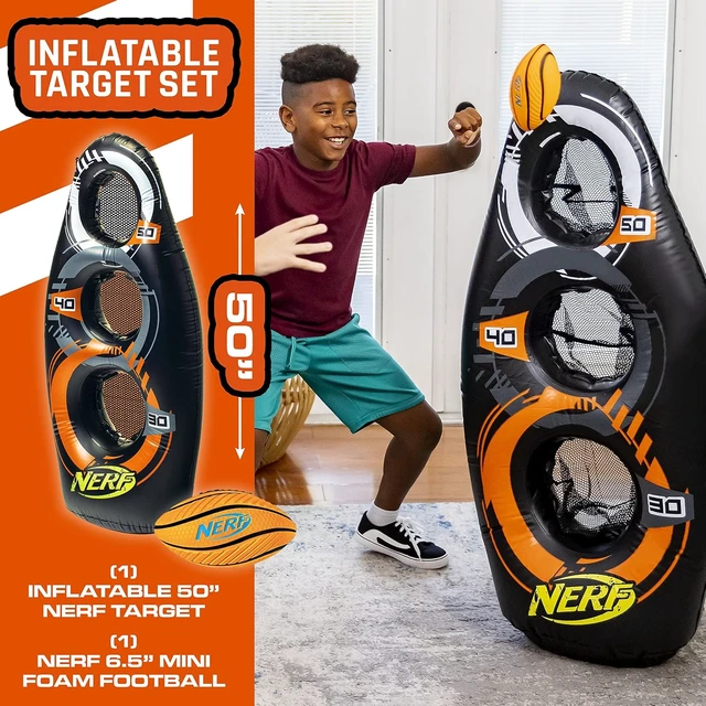 Alt view image 2 of 6 - Proshot Kids Football Blaster Inflatable Target Set 50" Standing Pop-Up Target, Black/Orange/Gray
