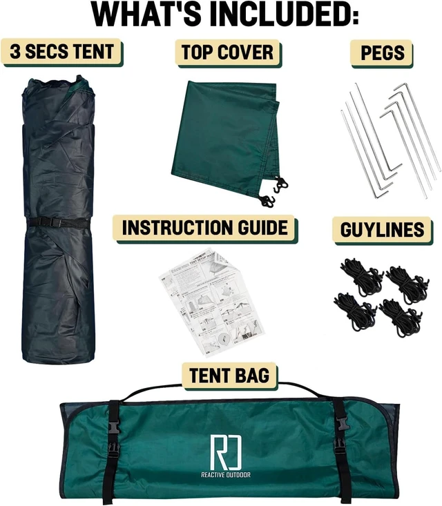 Alt view image 5 of 5 - 3 Second Instant Pop-Up Camping Tent Easy Quick 1 Person Setup, Waterproof Double Layer Outdoor