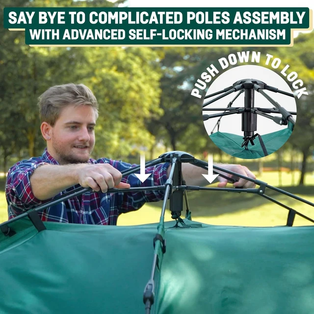 Alt view image 2 of 5 - 3 Second Instant Pop-Up Camping Tent Easy Quick 1 Person Setup, Waterproof Double Layer Outdoor