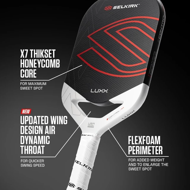 Alt view image 7 of 7 - LUXX Control Pickleball Paddle Carbon Fiber X7 Core