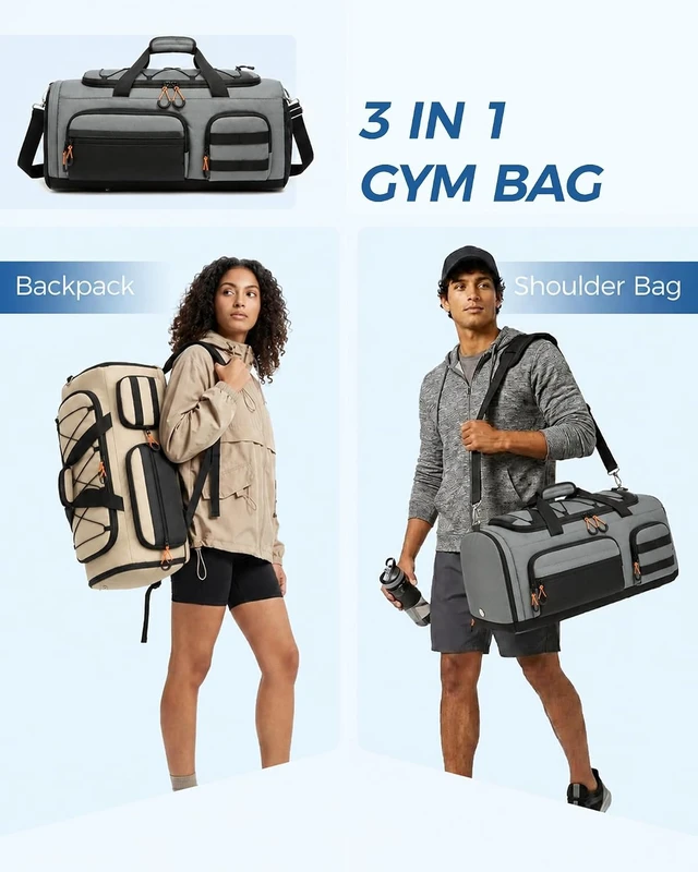 Alt view image 2 of 7 - 45L 3-in-1 Gym Duffle Bag Backpack for Men Travel