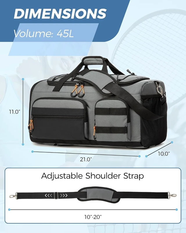 Alt view image 3 of 7 - 45L 3-in-1 Gym Duffle Bag Backpack for Men Travel