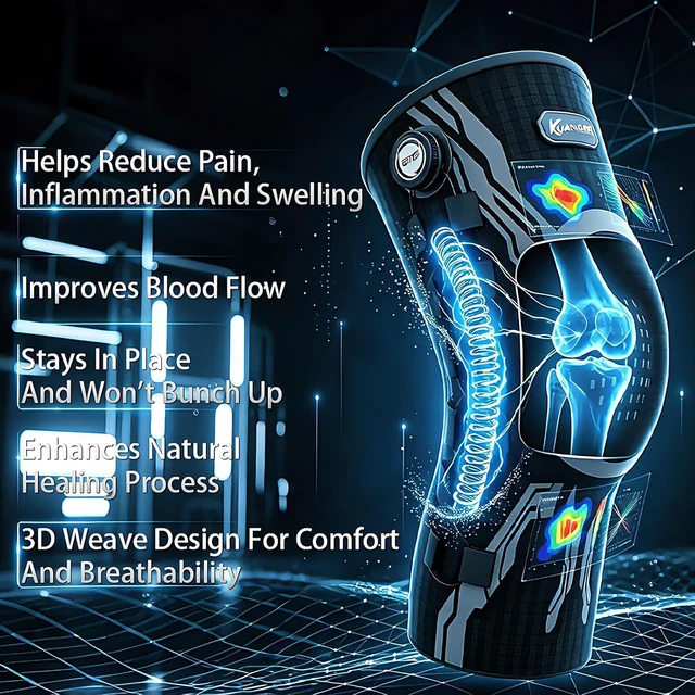 Alt view image 4 of 7 - Knob Knee Brace for Pain Relief Compression Knee Sleeve with Patella Gel Pad & Side Stabilizers for Workout, Arthritis, Joint Pain & Meniscus Tear (White,Left,Medium,Single)