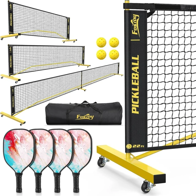 Main image of Pickleball Net Set with 4 Paddles & Pickleballs 6FT/11FT/22FT