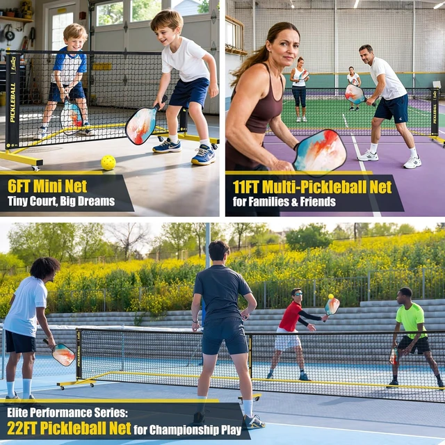 Alt view image 2 of 7 - Pickleball Net Set with 4 Paddles & Pickleballs 6FT/11FT/22FT