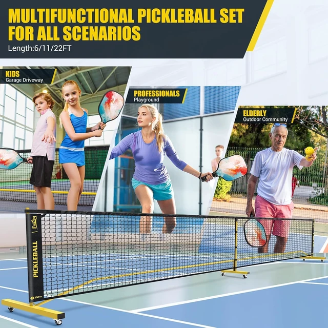 Alt view image 3 of 7 - Pickleball Net Set with 4 Paddles & Pickleballs 6FT/11FT/22FT