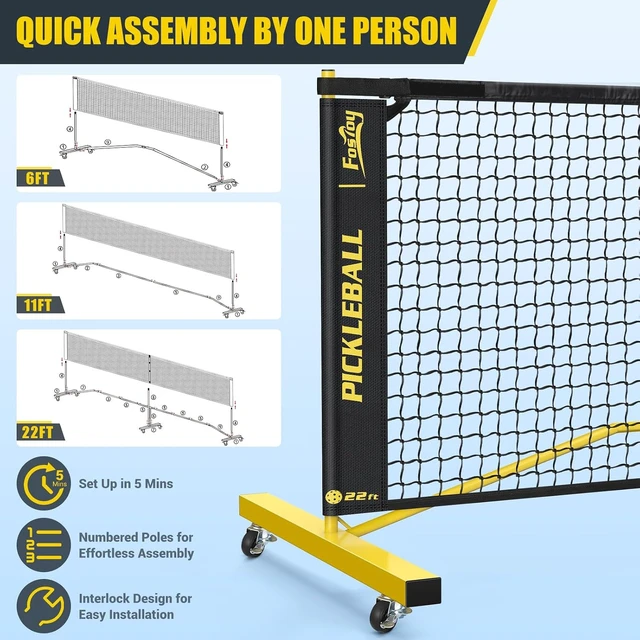 Alt view image 6 of 7 - Pickleball Net Set with 4 Paddles & Pickleballs 6FT/11FT/22FT