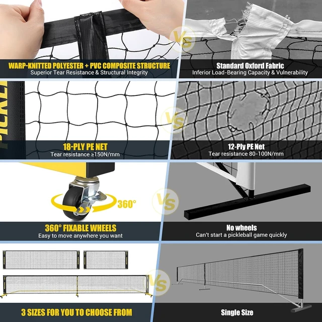 Alt view image 7 of 7 - Pickleball Net Set with 4 Paddles & Pickleballs 6FT/11FT/22FT