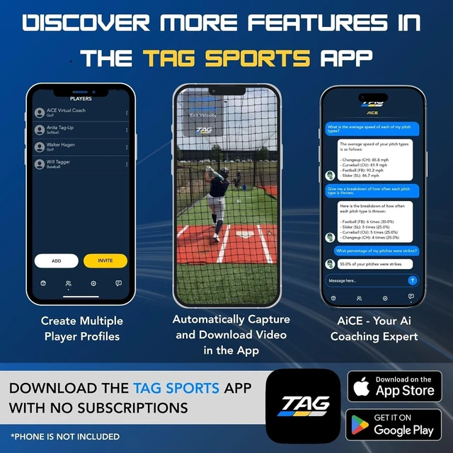 Alt view image 4 of 7 - TAG ONE Portable Baseball Radar Speed Gun Sports Radar for Pitch & Hit