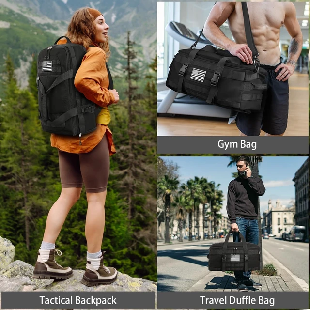 Alt view image 7 of 7 - Extra Large Tactical Gym Duffle Bag for Men with Shoe Compartment