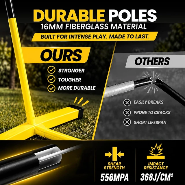 Alt view image 6 of 7 - Portable Volleyball Training Net 12' Wide, Adjustable Height 7.4' to 8', Includes Ground Stakes & Carry Bag for Indoor & Outdoor Use