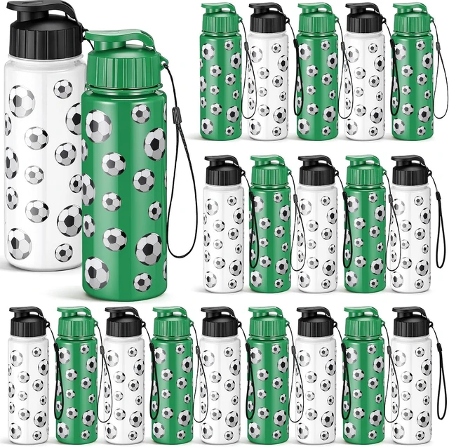 Main image of Soccer Water Bottles 20 Pcs Bulk, Black, White & Green