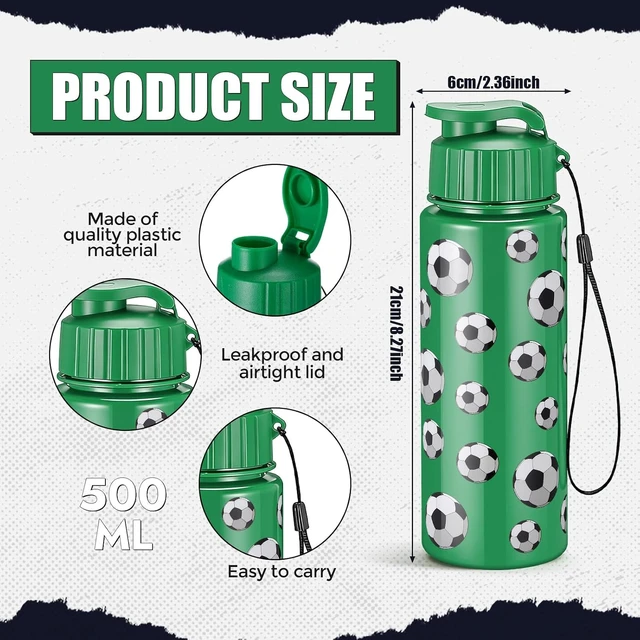 Alt view image 2 of 6 - Soccer Water Bottles 20 Pcs Bulk, Black, White & Green