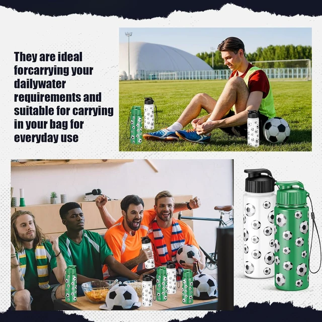 Alt view image 3 of 6 - Soccer Water Bottles 20 Pcs Bulk, Black, White & Green