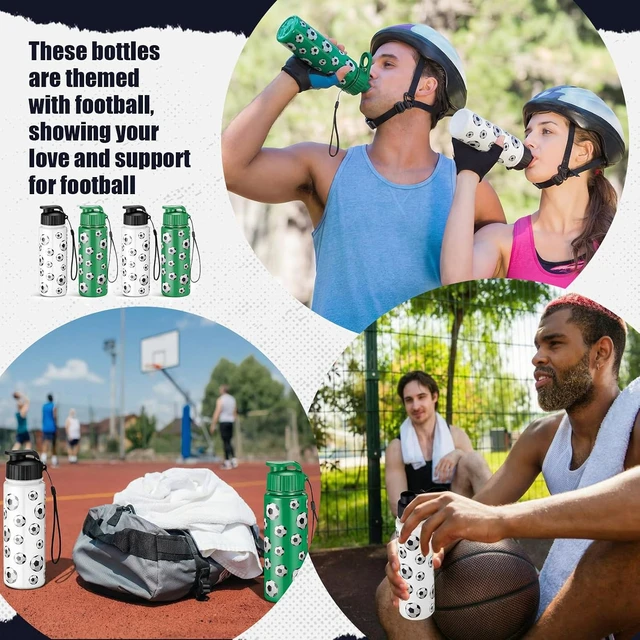 Alt view image 4 of 6 - Soccer Water Bottles 20 Pcs Bulk, Black, White & Green