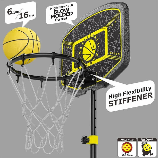 Alt view image 3 of 7 - Adjustable Kids Basketball Hoop 3.6-6.2ft, Indoor/Outdoor