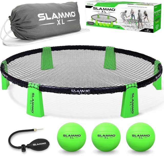Main image of Slammo XL Extra Large Round Net Game Includes 3 Balls, Pump & Carrying Bag, Great for Beach Party, Backyard & Outdoor Family Fun