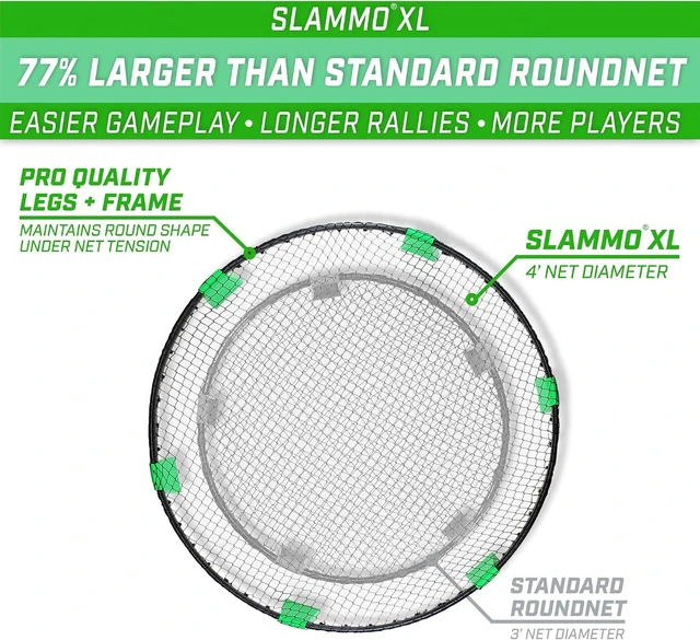 Alt view image 3 of 7 - Slammo XL Extra Large Round Net Game Includes 3 Balls, Pump & Carrying Bag, Great for Beach Party, Backyard & Outdoor Family Fun