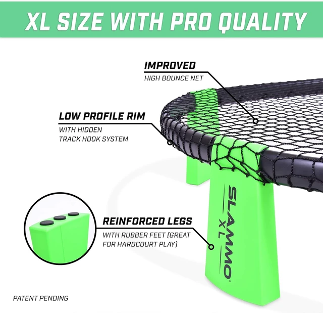Alt view image 5 of 7 - Slammo XL Extra Large Round Net Game Includes 3 Balls, Pump & Carrying Bag, Great for Beach Party, Backyard & Outdoor Family Fun