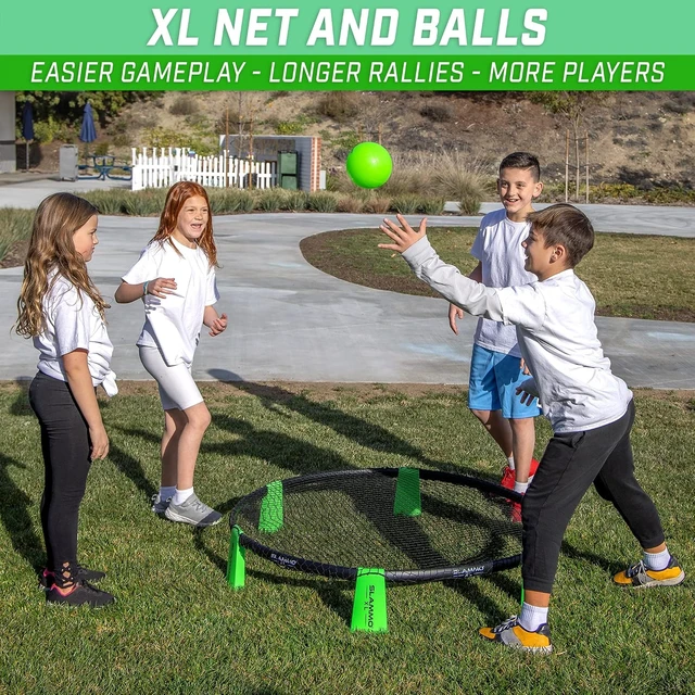 Alt view image 2 of 7 - Slammo XL Extra Large Round Net Game Includes 3 Balls, Pump & Carrying Bag, Great for Beach Party, Backyard & Outdoor Family Fun