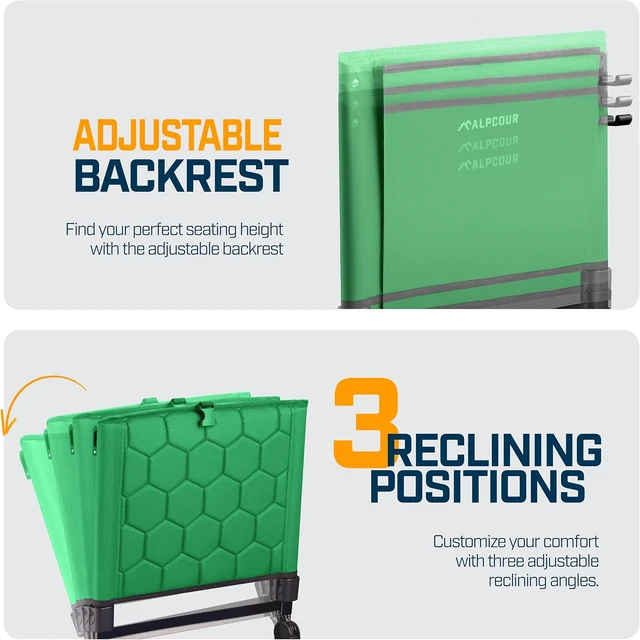 Alt view image 4 of 7 - Folding Reclining Stadium Seats with Back Support & Cushion for Bleachers Bleacher Chair for Football, Camping, Kayak, Canoe, Paddle Board, Concerts & Sports Events