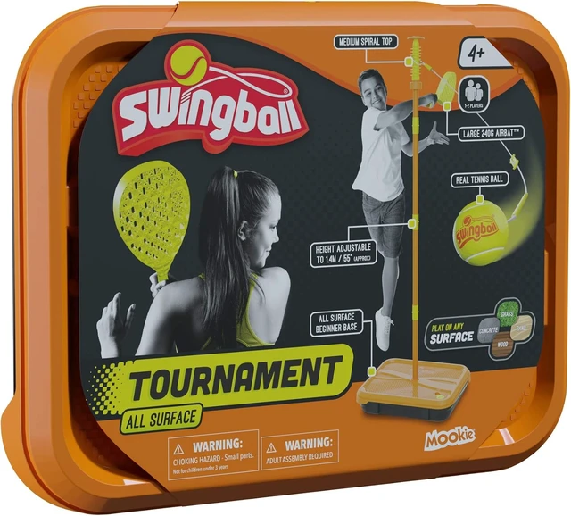 Alt view image 7 of 7 - All Surface Tetherball Tennis Set Portable Outdoor Game with Paddles & Ball for Backyard, Lawn or Park Active Play, Easy Setup & Storage for Kids, Adults & Family