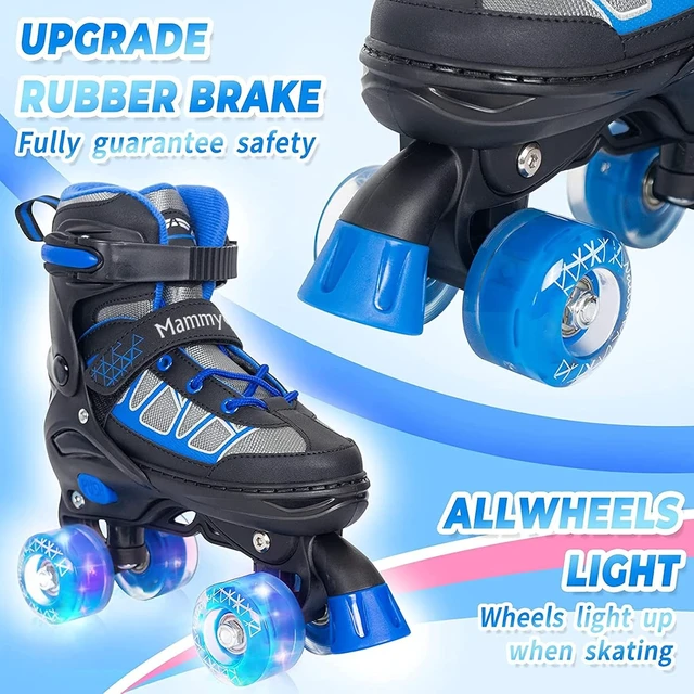 Alt view image 2 of 7 - Adjustable Quad Roller Skates with Light-Up Wheels for Kids, Boys & Girls Ages 6-12 Outdoor Sports for Toddlers & Beginners