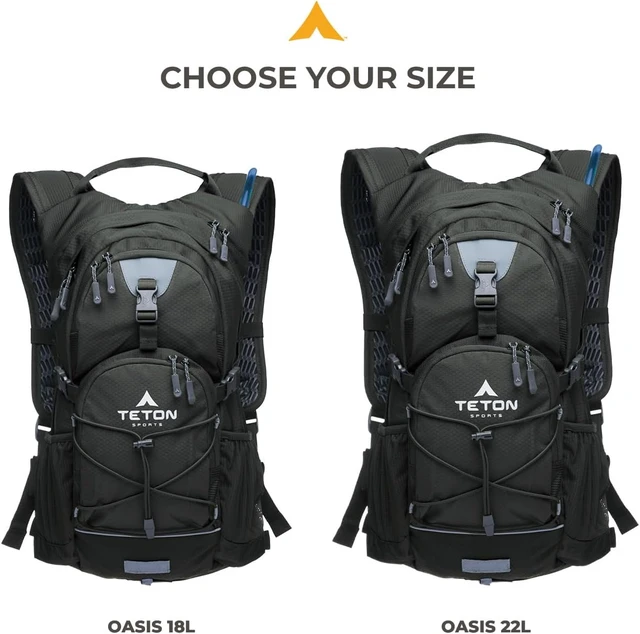 Alt view image 6 of 7 - Teton Oasis Hydration Backpack Lightweight Water Pack with Bladder & Sewn-in Rain Cover for Hiking, Running, Cycling & Biking, 18L/22L Sizes, Fits Men & Women