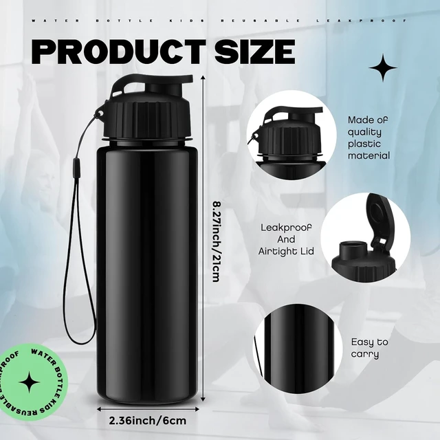 Alt view image 2 of 7 - 17 oz Plastic Water Bottles 20 Pcs Bulk, Solid Black