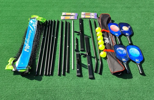 Alt view image 7 of 7 - Portable 22FT Pickleball Net Set with Paddle Set of 4