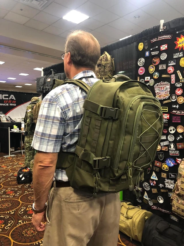 Alt view image 2 of 7 - Large Military Tactical Backpack for Men with DIY System, Travel, Work, Camping, Hunting, Hiking & Sports (GREEN)