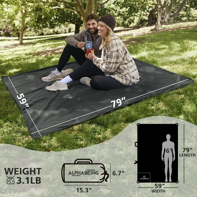 Alt view image 5 of 6 - Extra Thick Waterproof Outdoor Blanket with Merino Wool, Warm